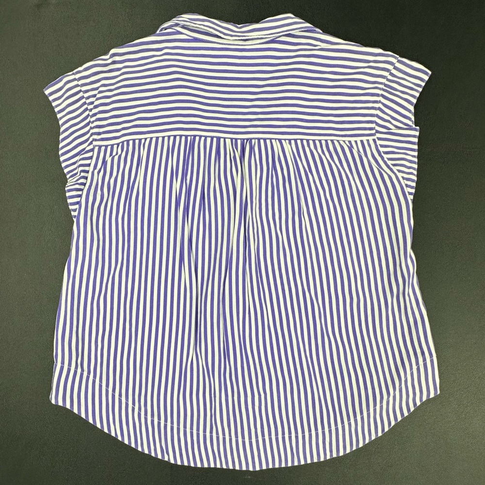 💜Velvet Heart Purple and White Striped Sleeveless Shirt💜 - Picture 7 of 8